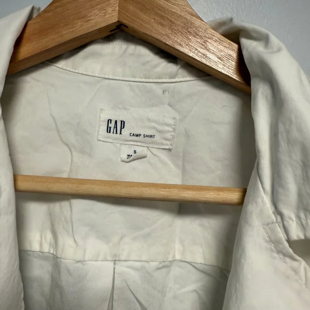 Gap White Cotton Camp Shirt Crop Small - Picture 3 of 7